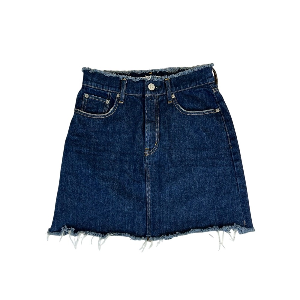 MOUSSY Denim Rawβ Hem Mini Skirt Dark Wash Size 1 (Small) Streetwear